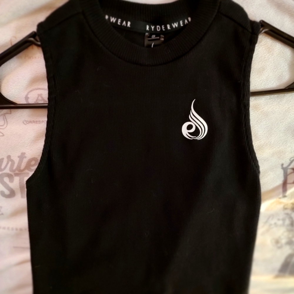 Ryderwear, ribbed crop top, size small, black